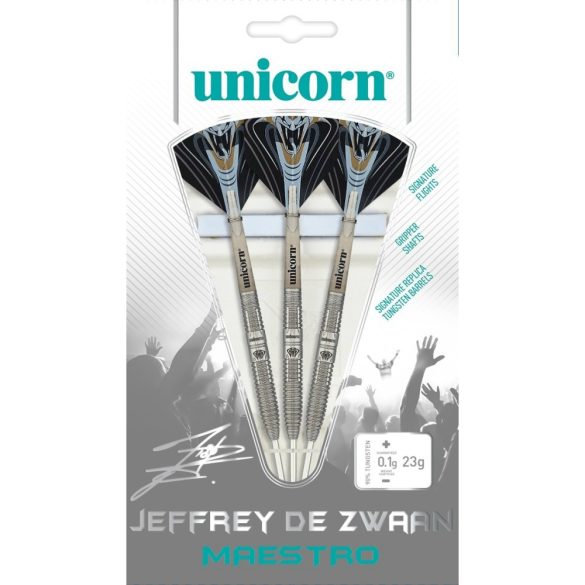 Šípky Unicorn steel Maestro Jeffrey De Zwaan 23g, 90% wolfram