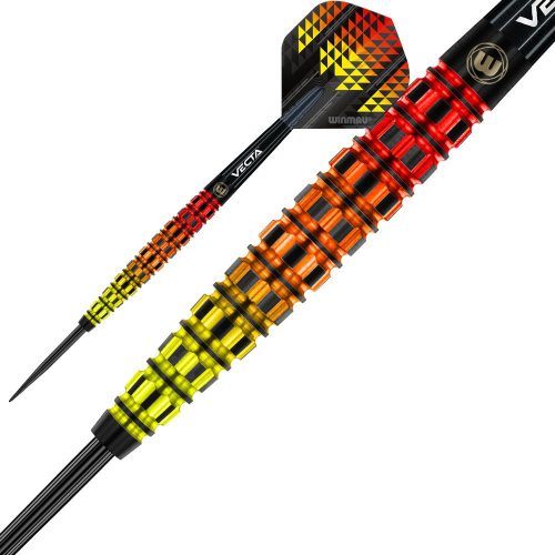 Sada steel šípok Winmau Firestorm Flame Tapered 23g, 90% wolfram