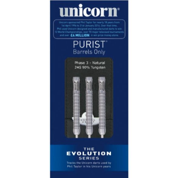 Šípky Unicorn steel Purist Phase 3 24g, 90% wolfram
