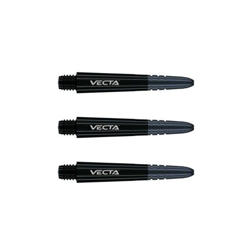 Násadky na šípky Winmau Vecta plastové s hliníkovým topom, čierne krátke