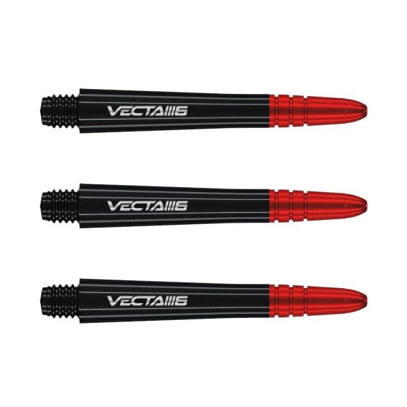 Násadky na šípky Winmau Vecta Blade 6, plastové s hliníkovým topom, čierne stredné