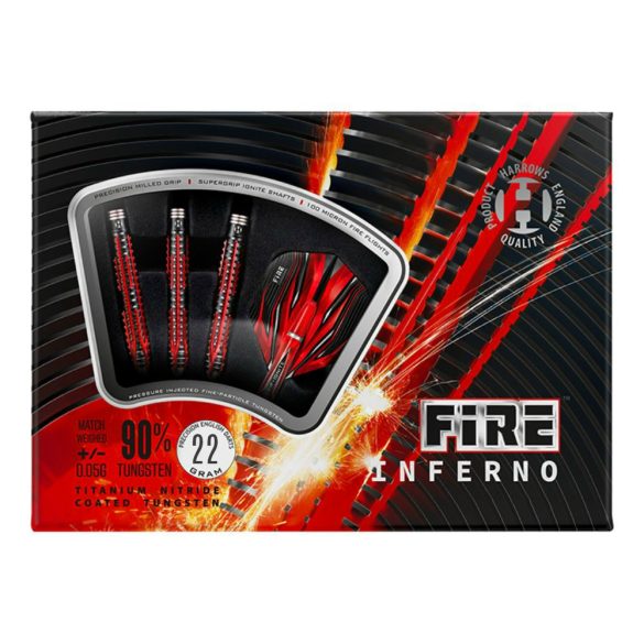 Šípky Harrows steel Fire Inferno 22g, 90% wolfram