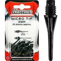   Hroty na šípky Harrows soft Micro, plastové, čierne 30 ks/bal, 18mm, závit 2BA