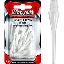   Hroty na šípky Harrows Dimple soft, plastové, biele 30 ks/bal, 26mm, závit 2BA