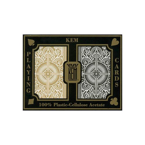 Pokrové karty KEM Black&Gold wide 100% plast, 2 balíčky