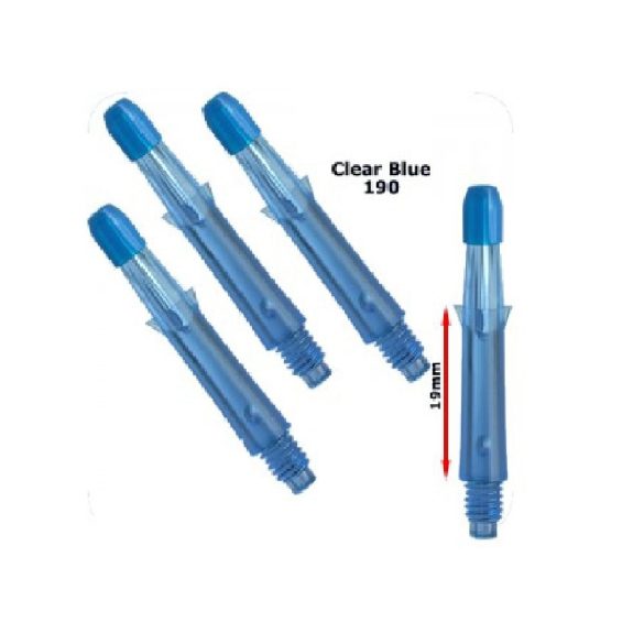 Násadky na šípky L-Style Straight 190, priehľadné modré, krátke, 19mm