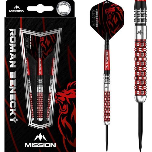 Sada šípok Mission steel Roman Benecký Black-Red PVD 22g, 90% wolfram