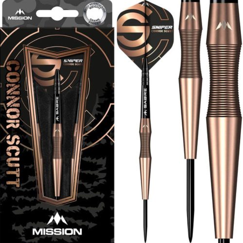 Sada steel šípok Mission Connor Scutt V2 Bronze PVD 22g, 90% tungsten