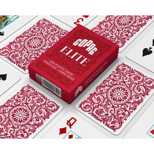Hracie karty Copag Elite Poker Jumbo index, 100% plastové, červené