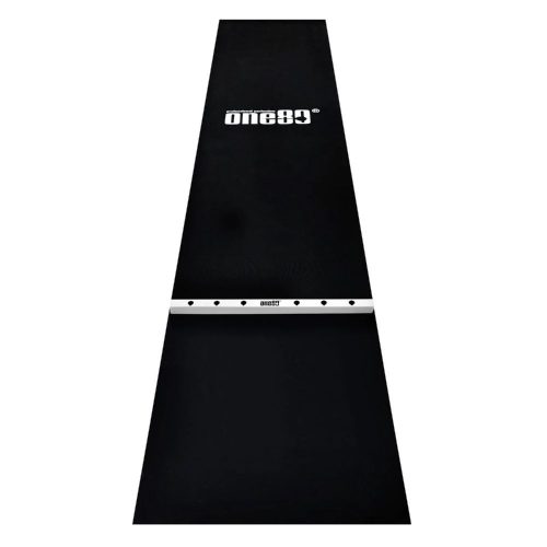 ONE80 Gumený koberec pred terč s drevenou hranicou hodu 62 cm, čierno-biely
