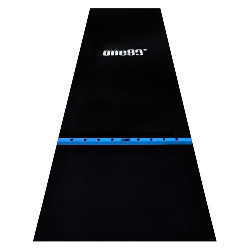 Gumený koberec s modrou hranicou hodu ONE80 300×90cm, čierny